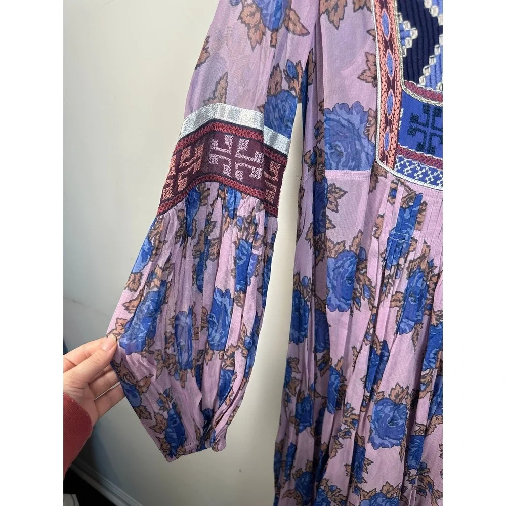 Free People Bold Blooms Midi Dress Women S Lavender Very Good Boho Embroidered